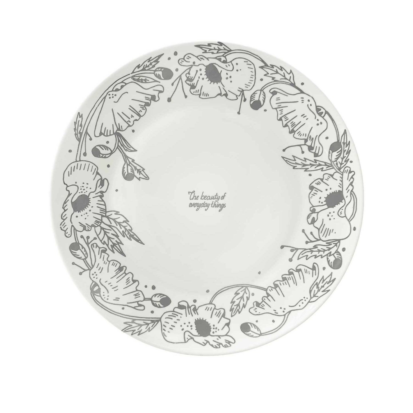 Poppy Silver Regular Plate - Set of 4