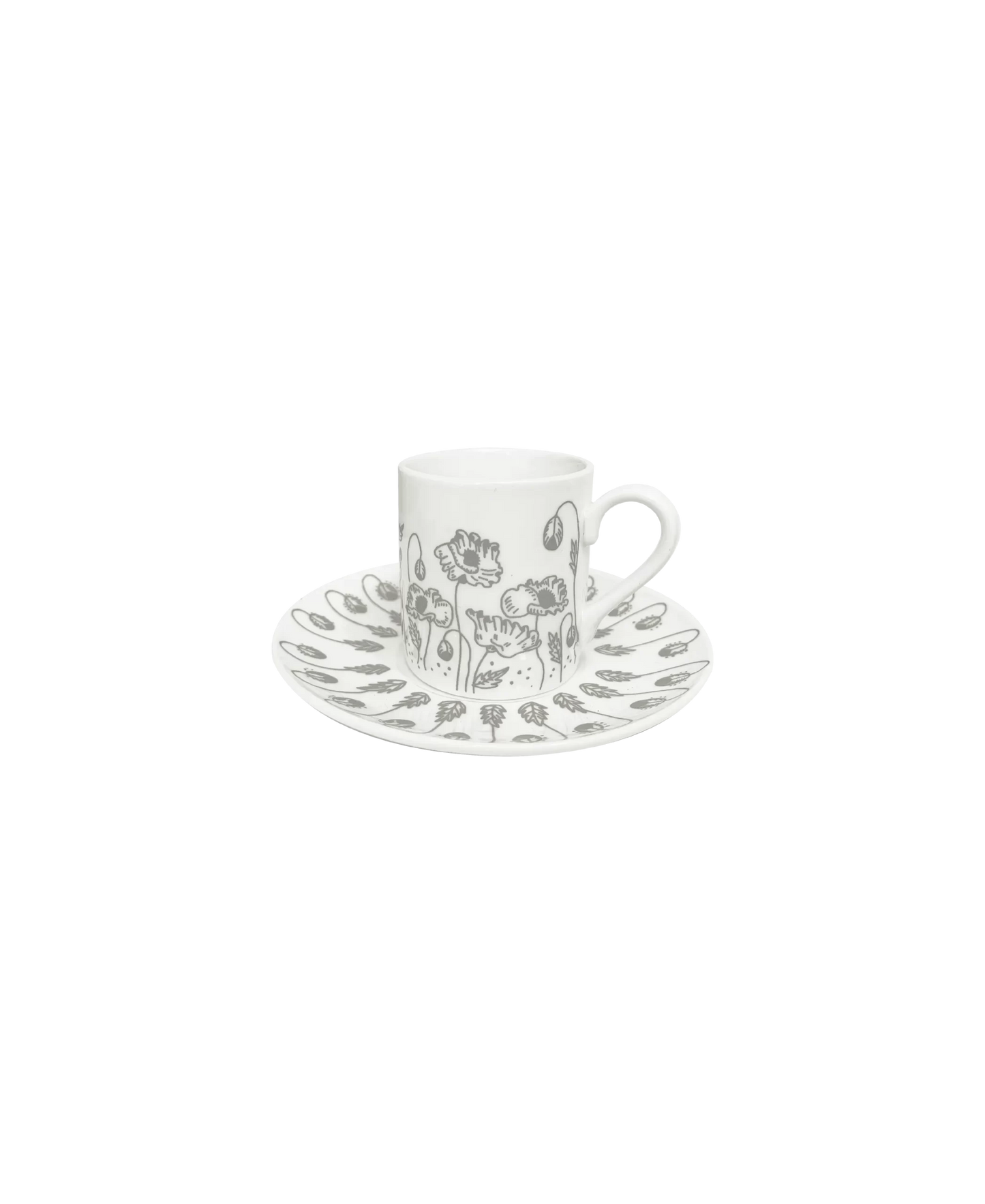 Silver Poppy Coffee Cup Set of 4