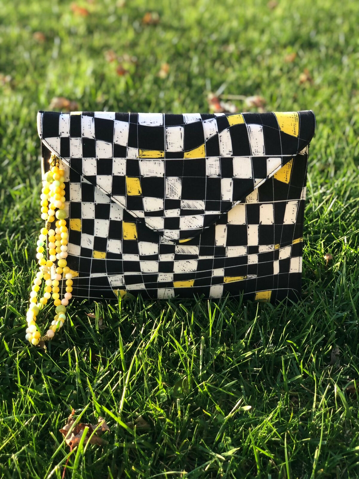 Wavy Checkered Clutch