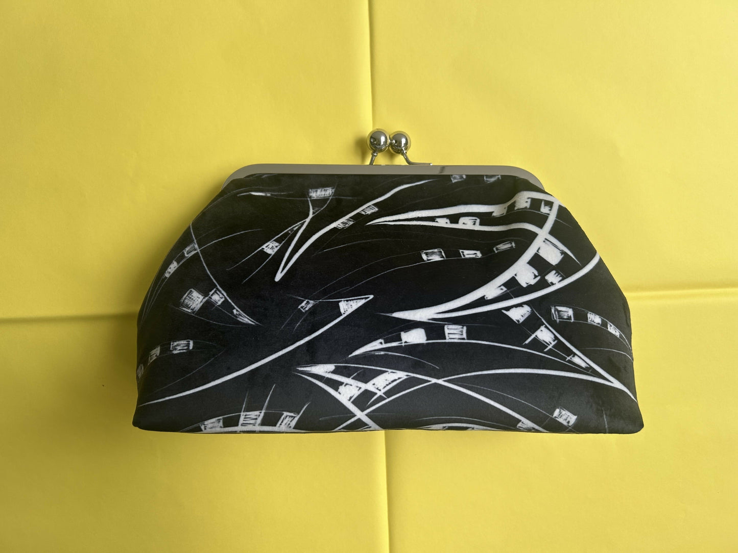 Clasp Bag - Black & White Velvet