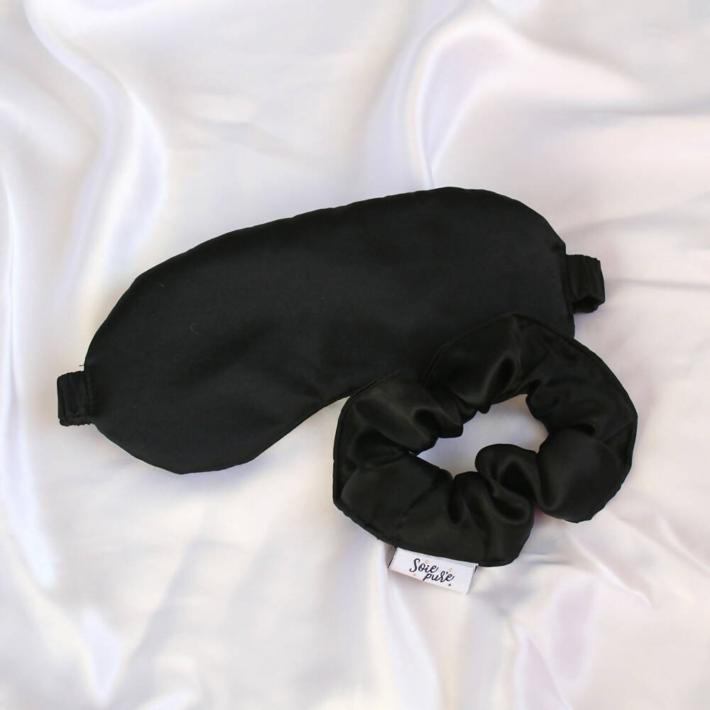 Black Eye Mask and Scrunchie Set