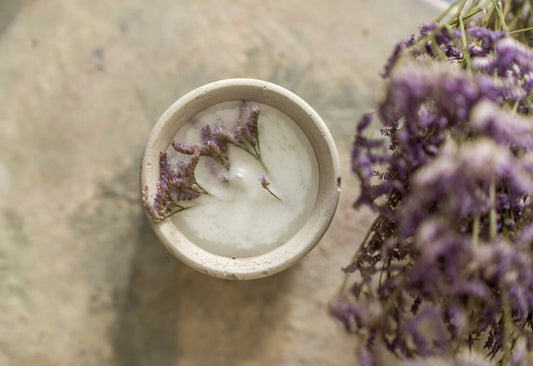 Candles In Pots - Lavender Medium